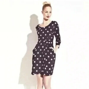 Betsey Johnson | Black & White Polka Dot Retro Pinup Long Sleeve Dress Size 2 XS
